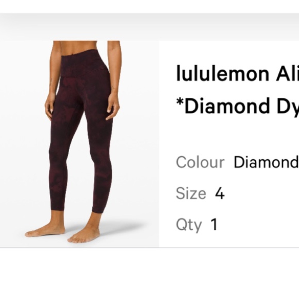 Lululemon Dark Maroon Leggings diamond dye